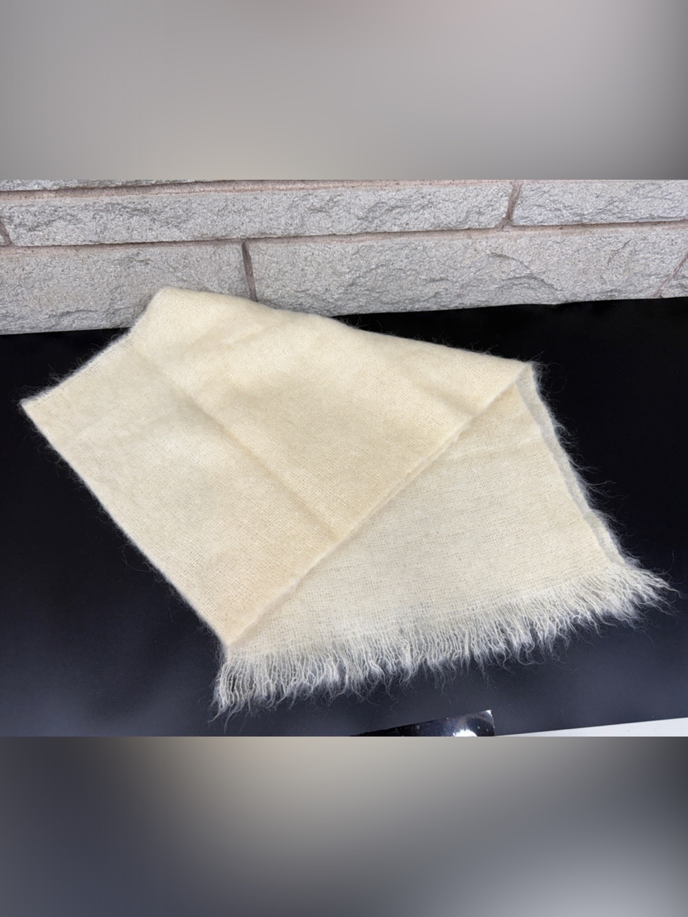 Soft Cream Wool Fringe Scarf - Women's Accessory